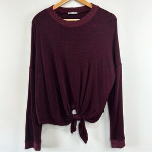 Dex Tie Front Burgundy Sweater XL